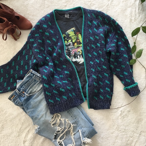 Sweaters - Vintage Paris Sports Club navy cardigan size M